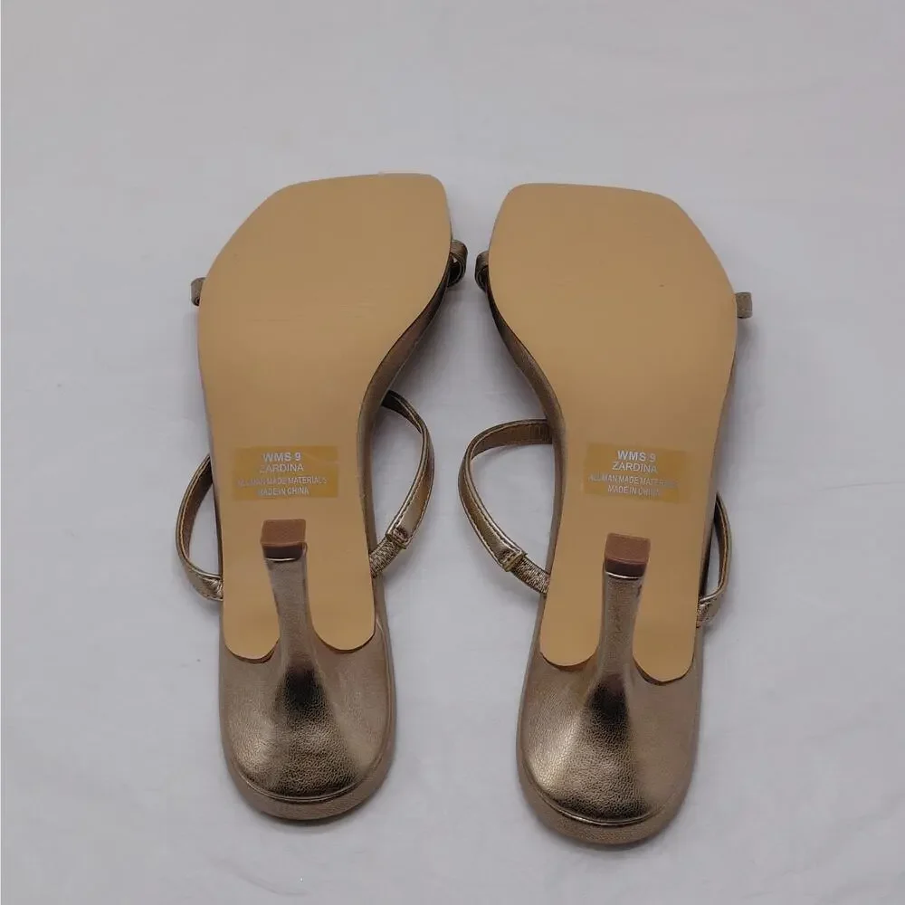 Dolce Vita Womens Sandals Size 9 Gold Metallic Heels Square Toe Wedding Party